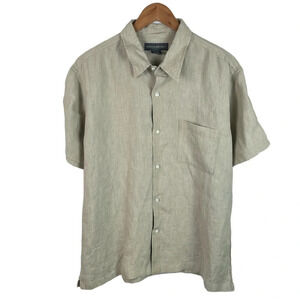 BF647 Mens Banana Republic Preppy Casual 100% Linen Button Down Shirt XL